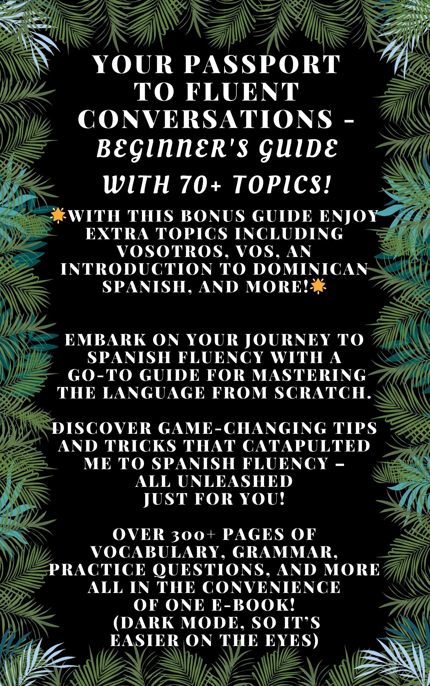 Beginner's Spanish Guide: Bonus Edition (Dark Mode), eBook