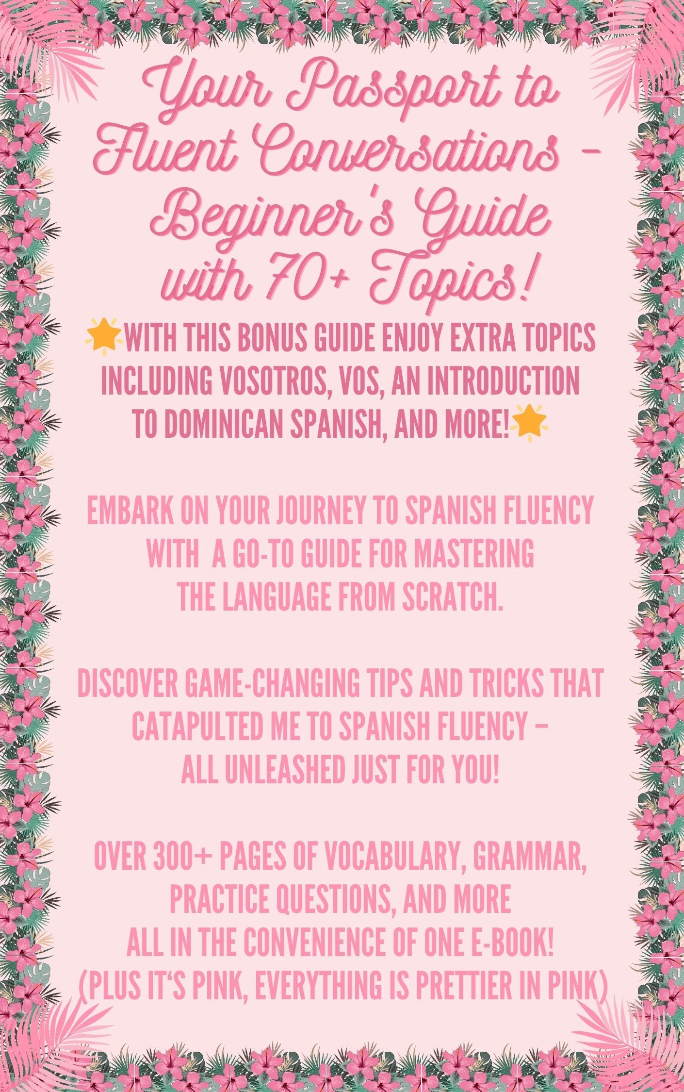 Beginner's Spanish Guide: Bonus Edition (Pink Mode), eBook